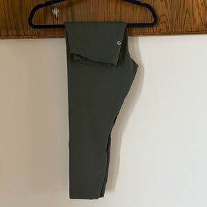 Lululemon Cropped Align Olive Green Ribbed Leggings